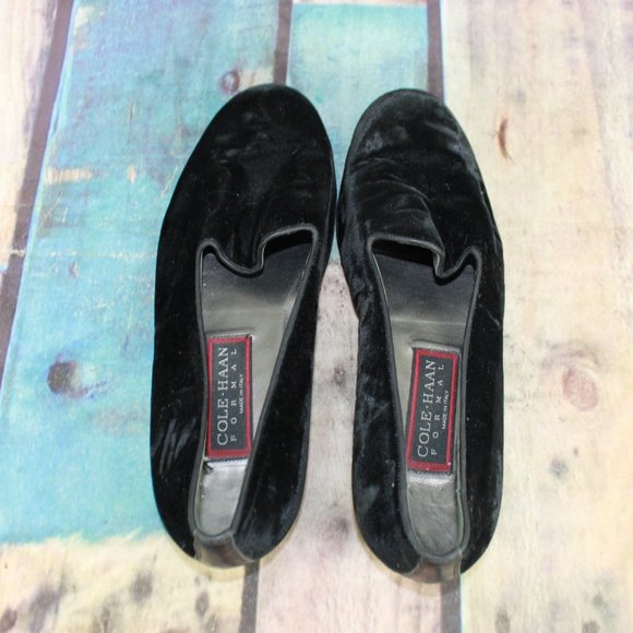 Cole Haan Black Velvet Smoking Slip on Flats Shoes Size 8.5 M - Picture 6 of 9